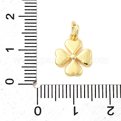 真鍮製チャーム  クローバー  長持ちメッキ  ラックめっき  丸カン付き  18KGP本金メッキ  12.5x10.5x2mm  穴：3.2mm&nbsp;KK-C139-31B-G