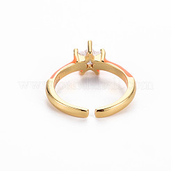 Brass Enamel Cuff Rings&nbsp;RJEW-T016-30-NF