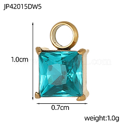 304ステンレススチールラインストーンチャーム  正方形  イオンプレーティング（ip）  14KGP本金メッキ  ミックスカラー  10x7mm&nbsp;STAS-OY003-88G