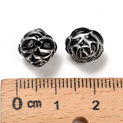 不透明なアクリルビーズ  シルバーライン入り  花  ブラック  10mm  穴：1.4mm  約1086個/500g&nbsp;MACR-K359-57