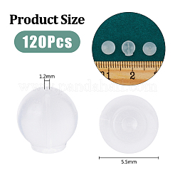 150個のプラスチック製イヤーナット  耳の後ろ  ラウンド  ホワイト  6x5.5mm  穴：1.2mm&nbsp;FIND-FH0008-56