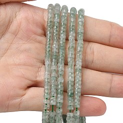 天然グリーンストロベリークォーツ平石ビーズ連売り  多面カット  ロンデル  4x2mm  穴：1mm  約161個/連  14.76''（37.5センチメートル）&nbsp;G-A299-A06-01