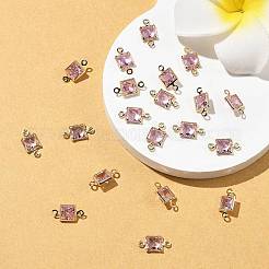 SHEGRACE Brass Pave Cubic Zirconia Square Connector Charms&nbsp;XGRQ2O093-440E-G