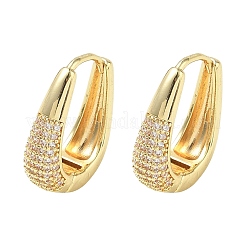 Brass Micro Pave Cubic Zirconia Hoop Earrings&nbsp;KK-CBA30C7-01G