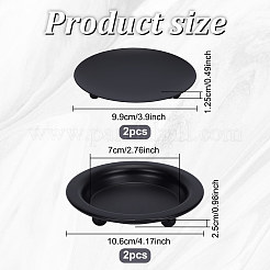 4 個 2 スタイル鉄キャンドルホルダー  ラウンド  ブラック  9.9~10.6x1.25~2.5cm  2個/スタイル&nbsp;AJEW-FG0003-38