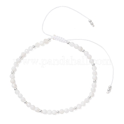 Natural Moonstone &  Electroplate Non-magnetic Synthetic HematiteRound Bead Braided Beaded Bracelets for Women&nbsp;BJEW-JB13434-03