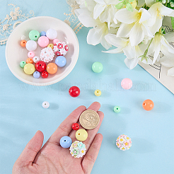 5Pcs 5 Colors Round Luminous Polymer Clay Rhinestone Flower Beads & 28Pcs 14 Styles Opaque Acrylic Beads Findings Kits&nbsp;DIY-PA0001-98