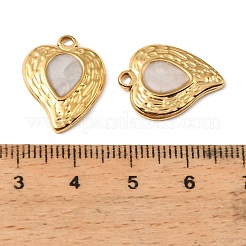 304ステンレスペンダント  ハートチャーム  エナメル  18KGP本金メッキ  イオンプレーティング（ip）  ホワイト  19x15x2mm  穴：1.6mm&nbsp;STAS-I371-12G-03