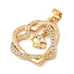 Brass Micro Pave Cubic Zirconia Pendants&nbsp;KK-CBA0009-10G-D