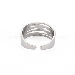 変色しない304ステンレススチール製クロスオープンカフリング、女性用  ステンレス鋼色  usサイズ9 3/4(19.5mm)&nbsp;RJEW-S405-215P