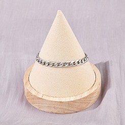 女性用304ステンレススチールカーブチェーンブレスレット  ステンレス鋼色  7-1/8インチ（18.2cm）&nbsp;BJEW-G757-14P