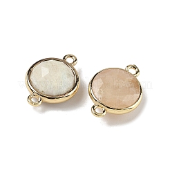 Brass Pave Natural Mixed Stone Faceted Flat Round Connector Charms&nbsp;G-U028-04G
