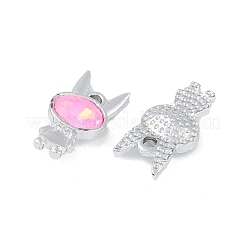 Uvメッキ合金ペンダント  ガラスと  鉛フリー＆カドミウムフリー  兎  ミックスカラー  プラチナ  18x10x5mm  穴：2mm&nbsp;FIND-M018-30P