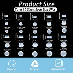 10種類のスタイルのプラスチックボトルストッパー50個  ワインボトル用  コラム  ホワイト  15~28x10~15mm  内径：9~20mm  5個/スタイル&nbsp;AJEW-GF0006-40