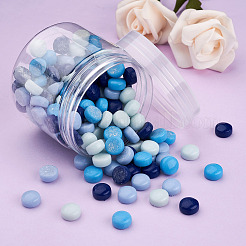 ガラスカボション  モザイクタイル  家の装飾やdiyの工芸品  フラットラウンド  ブルー  12x5mm  156個/箱&nbsp;GLAA-TA0001-14D