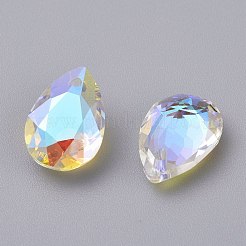 ガラスラインストーンチャーム  多面カット  ティアドロップ  クリスタルのきらめき  16x11x7mm  穴：1.5mm&nbsp;RGLA-A024-H01-001SI