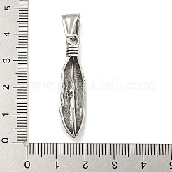 316サージカルステンレスペンダント  フェザーチャーム  アンティークシルバー  38x10x3mm  穴：4x9mm&nbsp;STAS-E212-43AS