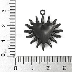 イオンプレーティング（IP）304ステンレスペンダント  ハートチャーム  ブラック  27x24x3.8mm  穴：2mm&nbsp;STAS-H223-15B-01