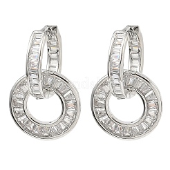 Brass Micro Pave Clear Cubic Zirconia Hoop Earrings&nbsp;EJEW-C181-09P