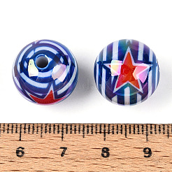 Independence Day Theme Printed Opaque Acrylic Beads&nbsp;MACR-T048-10D