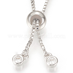 Danlingjewelry真鍮スライダーブレスレット作り  キュービックジルコニア付き  ベネチアンチェーン  長持ちメッキ  プラチナ  9-1/2インチ（24cm）  1mm  穴：1.5mm&nbsp;KK-DL0001-04P
