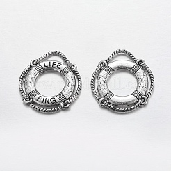 合金のチベット風チャーム  カドミウムフリー＆ニッケルフリー＆鉛フリー  ライフリング/ライフブイ/コルクフープ  アンティークシルバー  サイズ：約24mm長  22 mm幅  厚さ2mm  穴：3mm&nbsp;TIBEP-0803-S-FF
