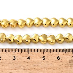 電気メッキガラスビーズセット  ハート  黄金メッキ  6x6.5x4mm  穴：0.8mm  約69個/連  15.04''（38.2センチメートル）&nbsp;EGLA-H109-12F-01