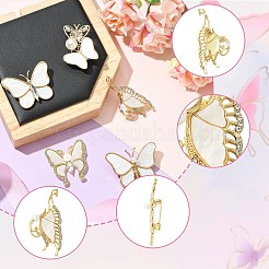 5Pcs 5 Styles Butterfly Alloy Rhinestone Brooches&nbsp;JEWB-CJ0001-33