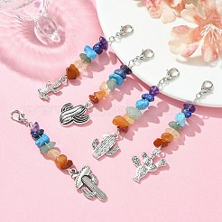 Alloy Cactus Pendant Decoration&nbsp;HJEW-JM01553-01