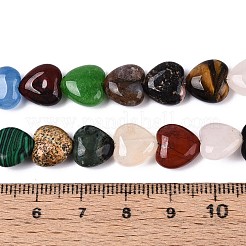 天然＆合成混合石ビーズ連売り  ハート  染めと未染色の混合  9~11x10x4.5~5.5mm  穴：1mm  約40個/連  14.80''（37.6センチメートル）&nbsp;G-T142-71