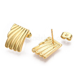 ラックメッキ真鍮スタッドピアス  長方形  16KGP本金メッキ  15x11mm&nbsp;EJEW-M223-09G