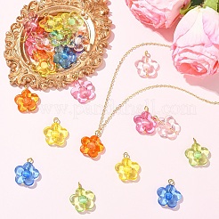 30色のアクリルとキャットアイビーズペンダント6個  花のチャーム  鉄パーツ  ゴールドカラー  ミックスカラー  24mm  穴：3mm  5個/カラー&nbsp;PALLOY-YW00190