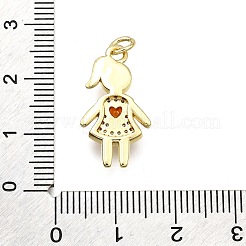 真鍮製マイクロパヴェキュービックジルコニアペンダント  女の子  長持ちメッキ  鉛フリー＆カドミウムフリー  ラックめっき  丸カン付き  レッド  22x12x5mm  穴：3.5mm&nbsp;KK-Z100-19G-02