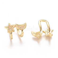 Golden Plated Brass Micro Pave Cubic Zirconia Cuff Earrings&nbsp;EJEW-L244-15G