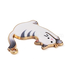 メッキ合金エナメルチャームラック  ゴールドカラー  猫のチャーム  ミックスカラー  25x25x2mm  穴：2mm&nbsp;FIND-Q099-09G
