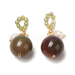 Natural Agate Round Pendant Decorations&nbsp;AJEW-P108-02G