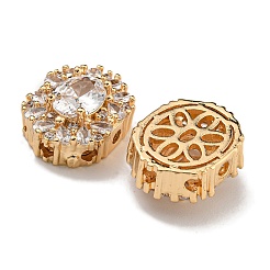 Oval Brass Micro Pave Cubic Zirconia Beads&nbsp;KK-U037-04G-02