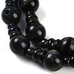 Natural Yellow Tiger Eye & Dyed Blue Tiger Eye(Dyed & Heated) 3-Hole Guru Beads Strands&nbsp;G-H064-E05-01B