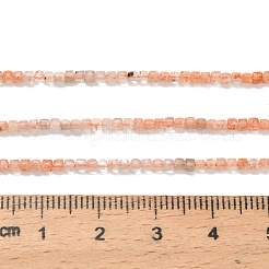 天然石サンストーンビーズ連売り  ファセットテーブルカットキューブビーズ  2.5x2.5x2.5mm  穴：0.5mm  約183個/連  15.63インチ（39.7cm）&nbsp;G-L634-D06-2.5x2.5mm