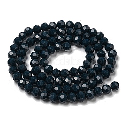 不透明ガラスビーズスタンド  ファセット（32ファセット）  ラウンド  プルシアンブルー  6mm  穴：1mm  約98個/連  20.47''（52センチメートル）&nbsp;X-EGLA-A035-P6mm-D35