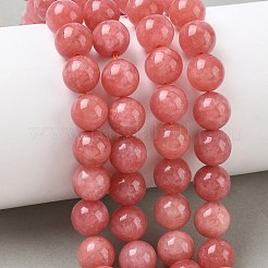 天然の天然翡翠ビーズ連売りを染めた  ラウンド  インディアンレッド  10mm  穴：1.2mm  約19個/連  7.09インチ（18cm）&nbsp;G-G021-02C-22