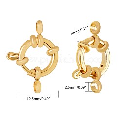 304ステンレススチールスプリングリング留め金  リング  24KGP本金メッキ  12.5x4mm  穴：2.5mm&nbsp;X-STAS-G190-17G
