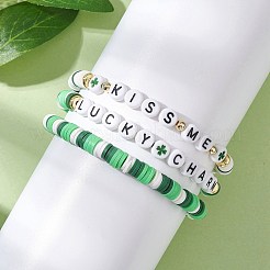 3Pcs Handmade Polymer Clay & Acrylic Beaded Stretch Bracelets for Women&nbsp;BJEW-JB12729