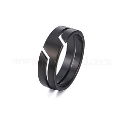 304ステンレススチール指輪  スリット入りスチールリング  ブラック  usサイズ8（18.1mm）&nbsp;FS-WGF5903-04