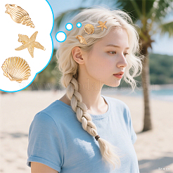 12個 3スタイル 亜鉛合金 ワニ口ヘアクリップ  ゴールドカラー  混合図形  33.5x38x15mm&nbsp;PHAR-UN0001-03