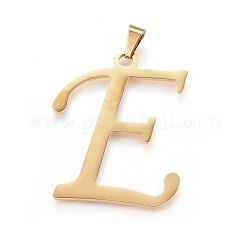 304ステンレススチールペンダントとスタッドピアスジュエリーセット  アルファベット  文字.e  49x40x1.7mm  穴：9x4.5mm  16.5x15x1.5mm  ピン：0.8mm&nbsp;SJEW-P100-05G