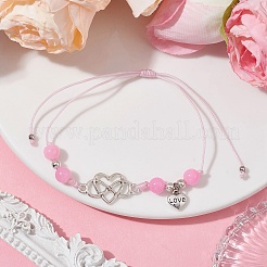 Natural Dyed White Jade Braided Bead Bracelets&nbsp;BJEW-JB09823-05