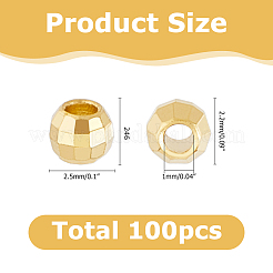 真鍮製スペーサービーズ100個  長持ちメッキ  多面カットラウンド  24KGP本金メッキ  2.5x2.2mm  穴：1mm&nbsp;KK-HS0015-31G