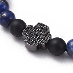 Natural Lapis Lazuli(Dyed) Beaded Stretch Bracelets&nbsp;BJEW-JB05026-02