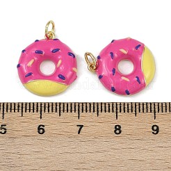 真鍮製エナメルペンダント  丸カン付き  長持ちメッキ  カドミウムフリー＆鉛フリー  ラックめっき  18KGP本金メッキ  ドーナツ  18x16x3.5mm  穴：3mm&nbsp;KK-I358-072G-03